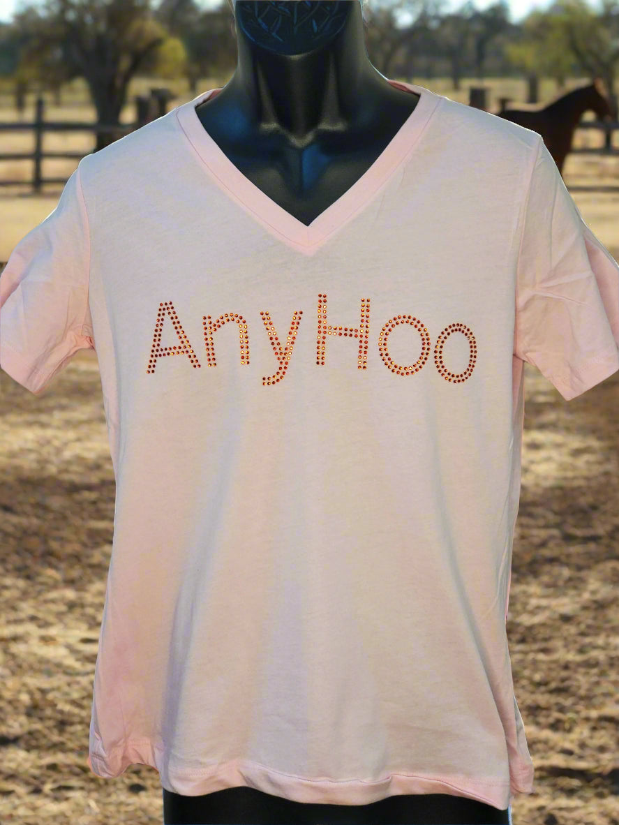 Anyhoo T Shirt with Rhinestones The Polite Southern way to Change the Subject - Top Drop Viral