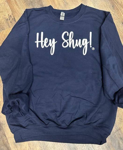 Navy and White Show Your Southern Attitude and Charm with Hey Shug! (R) Unisex Crew Neck Sweatshirt - Top Drop Viral