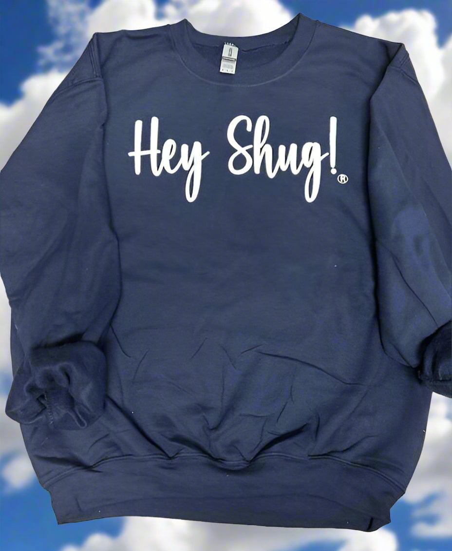 Navy and White Show Your Southern Attitude and Charm with Hey Shug! (R) Unisex Crew Neck Sweatshirt - Top Drop Viral