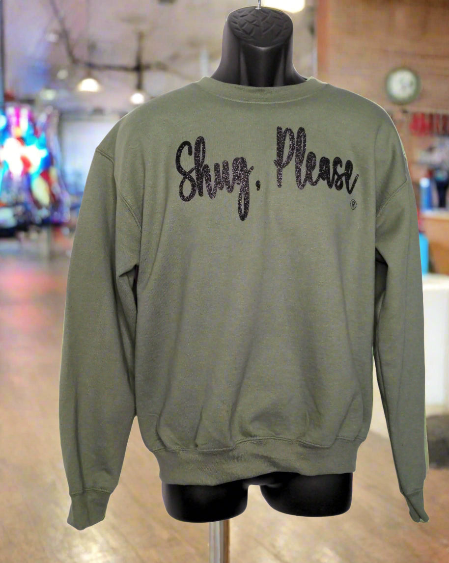 Camo Green with Black Glitter Show Your Southern Objection with Shug, Please (R) Unisex Crew Neck Sweatshirt (Copy) - Top Drop Viral