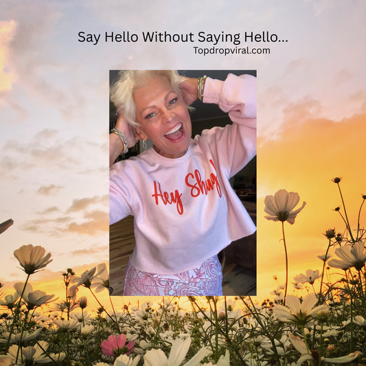 Pop Of Color! Light Pink Orange Puff Hey Shug! (R) Unisex Crew Neck Sweatshirt Crewneck Fabric - Top Drop Viral