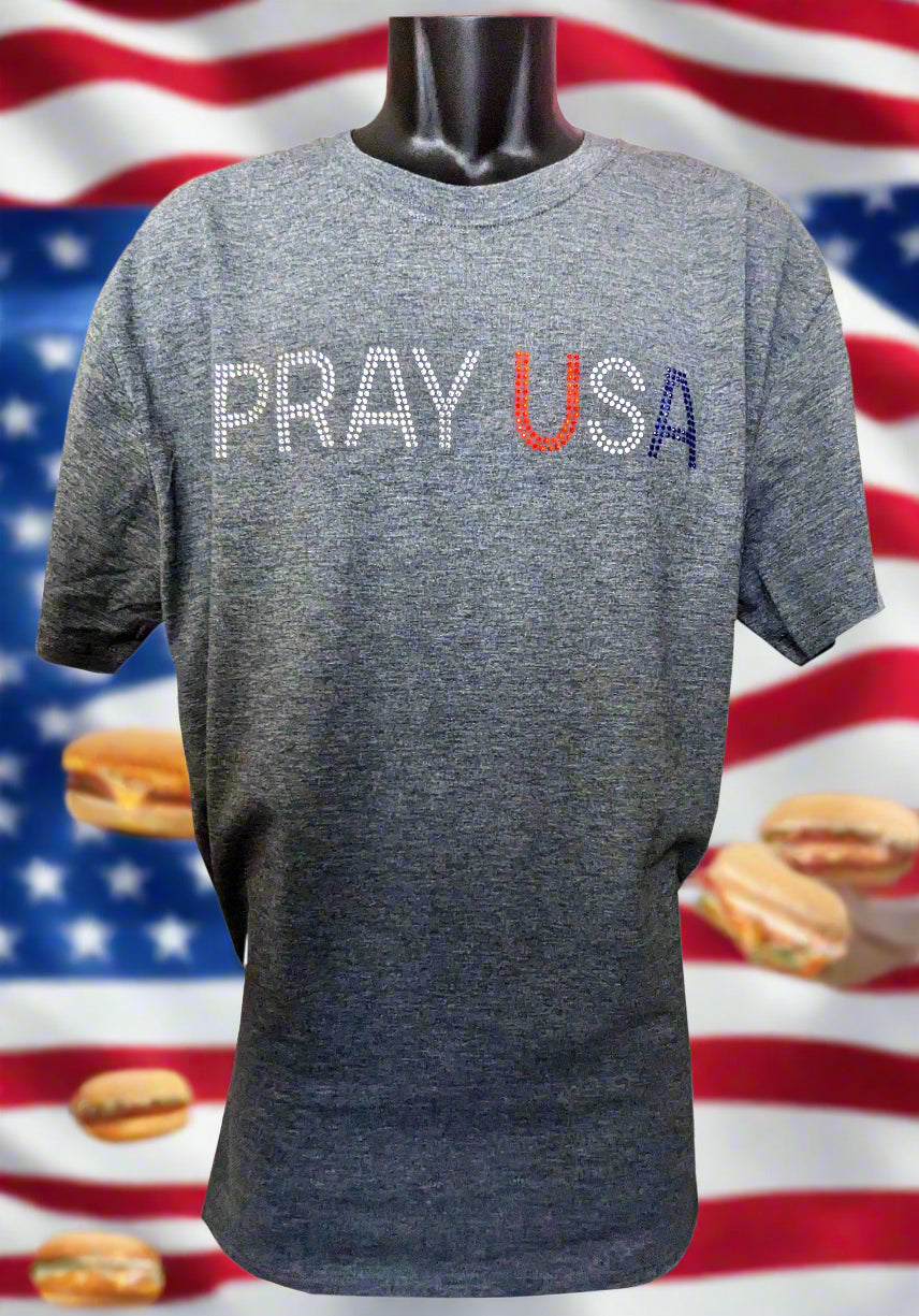 PRAY USA BEAUTIFUL RHINESTONE T SHIRT The Best thing you can do to show up for our Country - Top Drop Viral